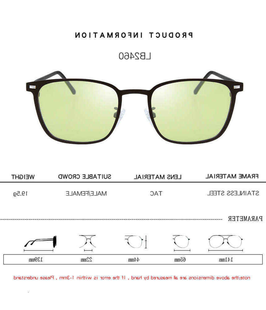 

Highend accessories Highend Metal Polarized UV Night Vision Blue Light Blocking Photochromic Lens Sun Glass Sunglass, Black