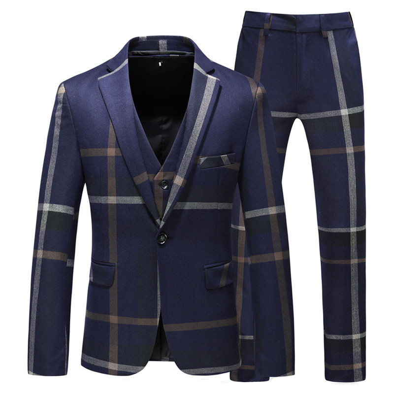 

Men's Suits & Blazers Set of men's suits high quality, jacket, vest and pants, three pieces, slim fit, business, marriage, chess, BXSD, 1# shoe box