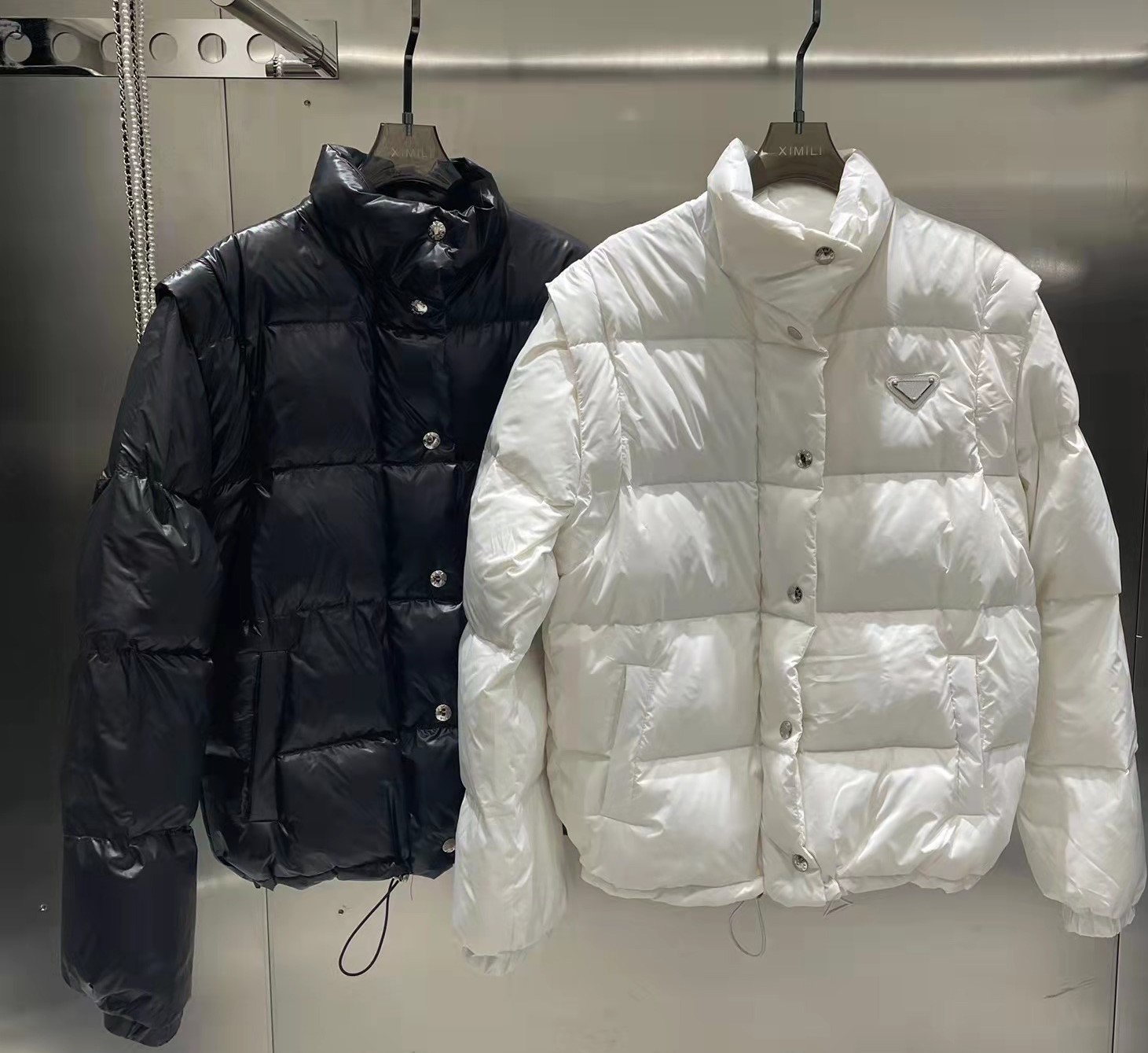 

Designer Men and Women Down Parker Down Jackets Long Sleeve Outerwear Thick Casual Outdoor Sleeves Detachable Streetwear Men' Unisex Clothing, White