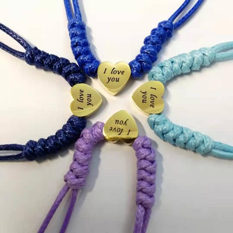 

Bangle Love Heart Charm Bracelet Women Men Lovers' Wish Good Lucky Red Wax Rope String Braided Couple Friendship Jewelry