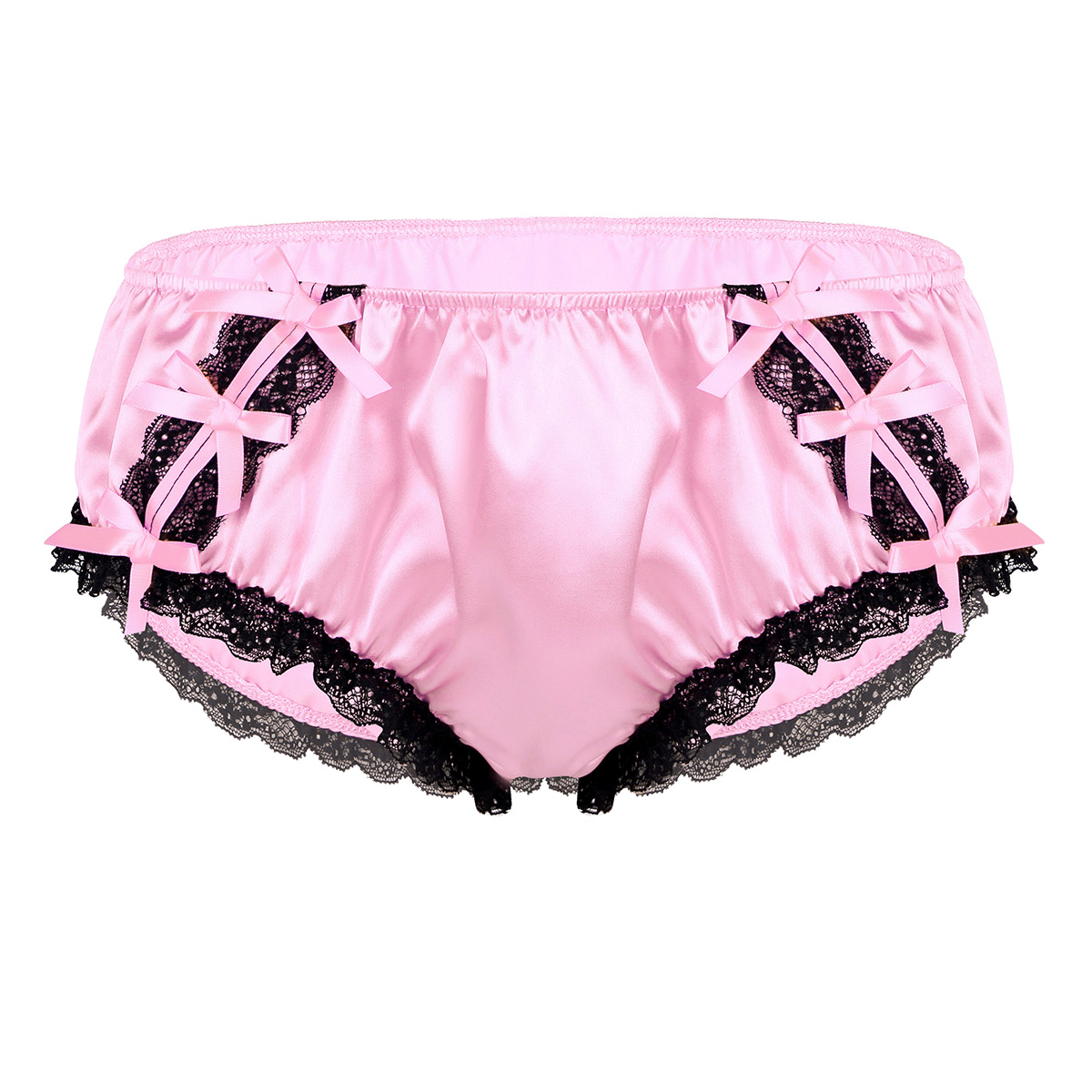 

Male Mens Shiny Soft Ruffled Floral Lace Triangle Briefs Satin Lingerie Low Rise Stretchy Bikini Sissy Briefs Underwear