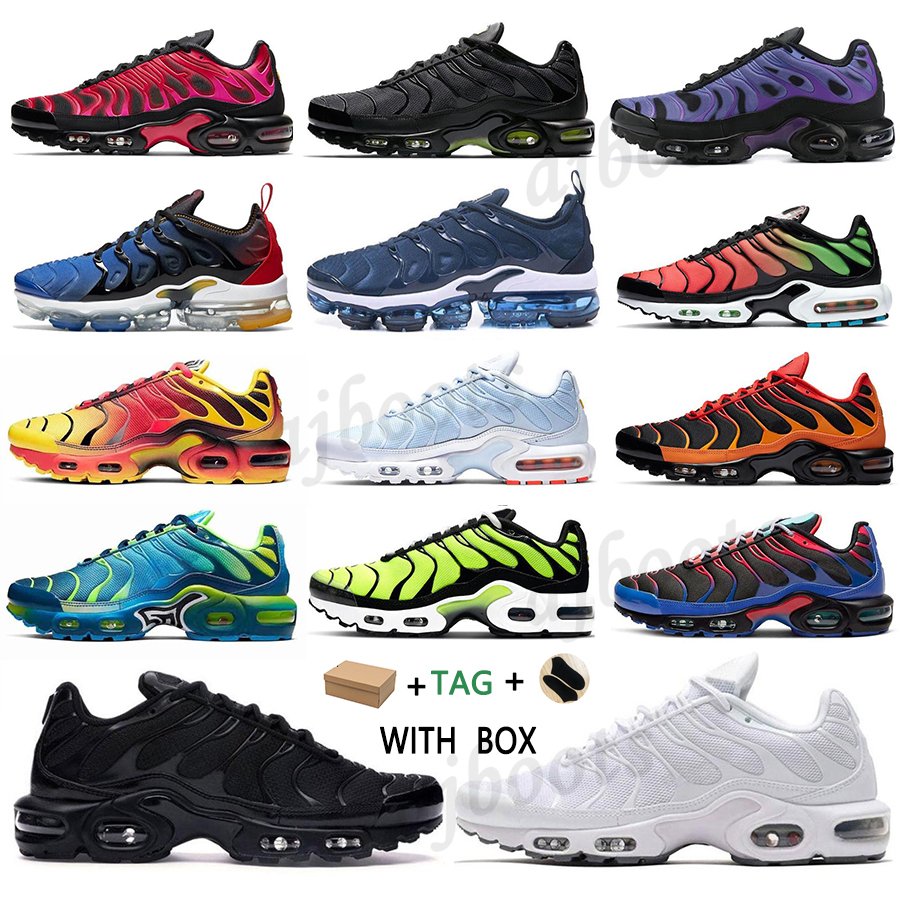 

tn plus tns 3 men women Running Shoes vapormax vapor max trainers Psychic Blue Atlanta White Volt Triple Black Orange Fuchsia Pink Aqua Silver Wolf Grey mens outdoor sneakers, Box