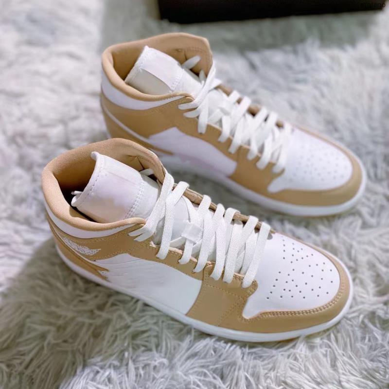 

1S Men Women Gum Tan Mid Basketball 554724-271 Yellow 2021 Shoe Rubber 1 Sneakers Classic Shoes Flax Xinnn, Black
