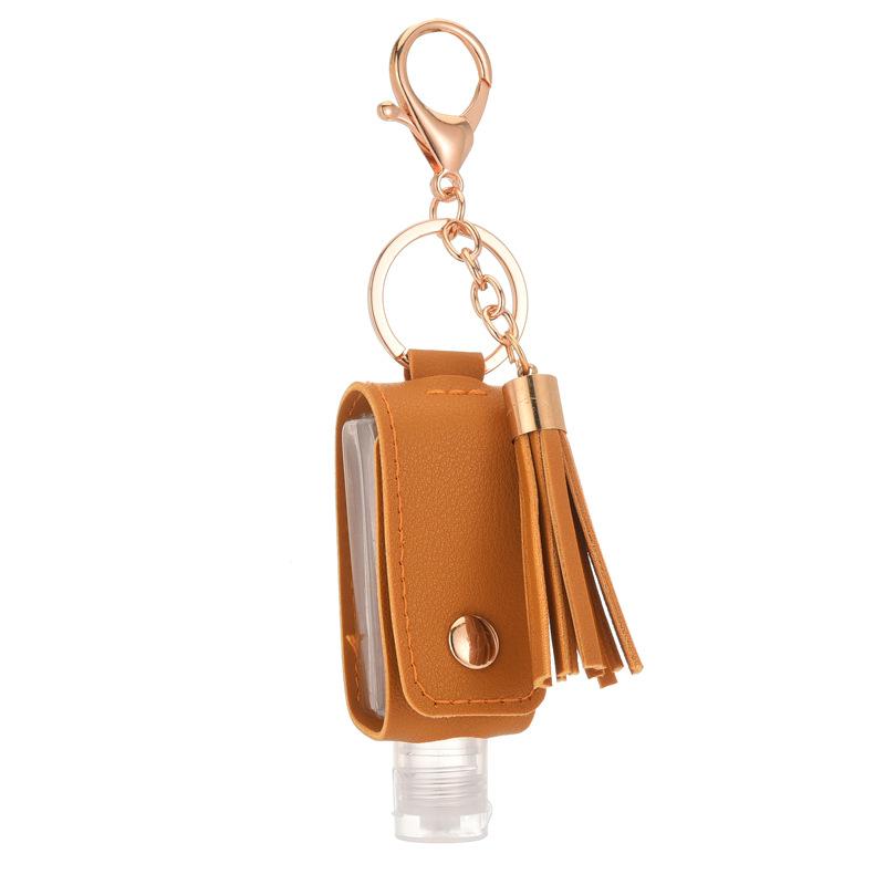 

Keychains Portable Hand Sanitizer Or Disinfectant Key Pendant PU Leather Travel Clamshell Bottle Reusable Bottled Container Keychain Set