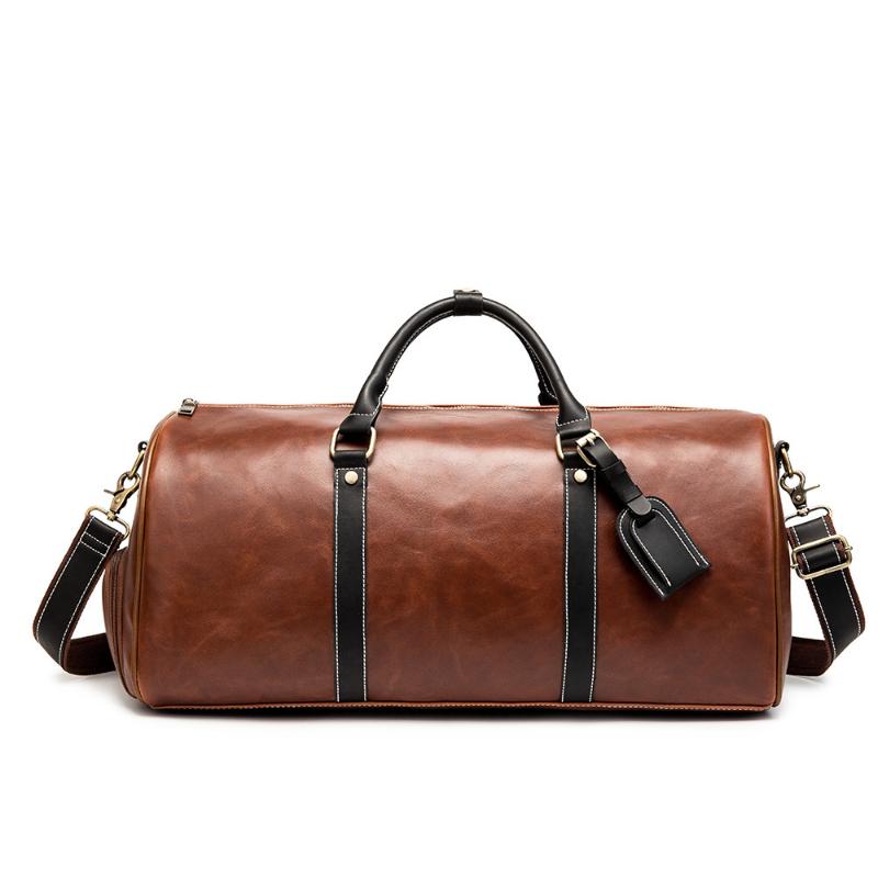 

Duffel Bags Travel Men Vegan Leather Leisure For Women Large Capacity Suitcases Handbags Hand Luggage Duffle Brand, Brown