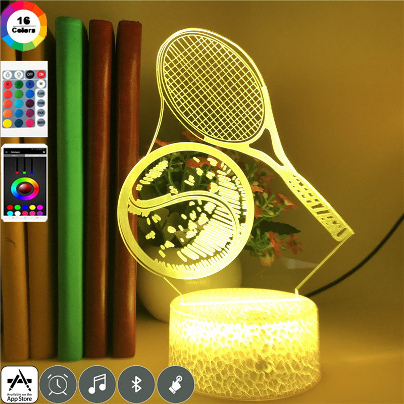 Tennis Racket Night Light 3d Led Table Lamp Souvenirs for Athletes Fans Gift Room Decorative Nightlight Bluetooth Speaker Control Dropshipping-image-702581298