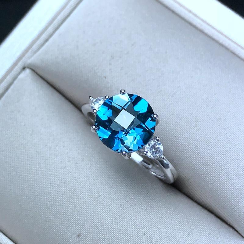 Cluster Rings [MeiBaPJ Classice Style Perfect Cleanliness Blue Topaz Gemstone Ring For Women Real 925 Sterling Silver Fine Jewelry-image-711203145