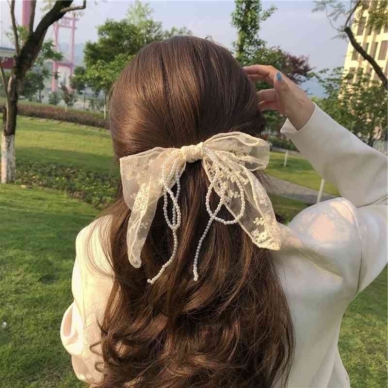 

lace ~ pearl Cream super fairy ins minority top clip girl hairpin spring and summer fashion