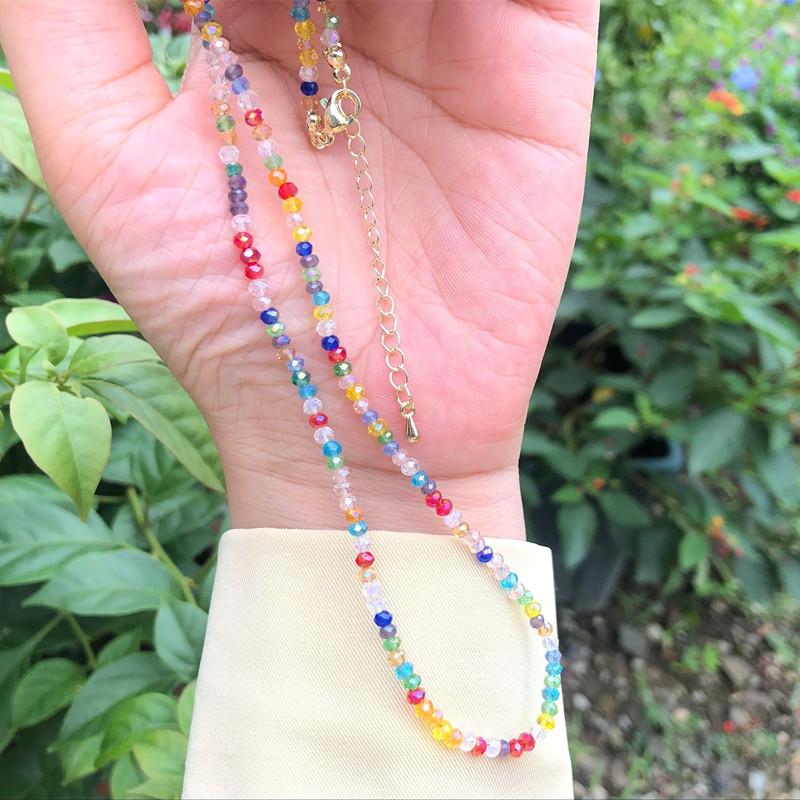 

Chokers Korean Vintage Handmade Briaded Colorful Beads Flower Butterfly Enamel Necklace For Women Girl Jewelry Gifts