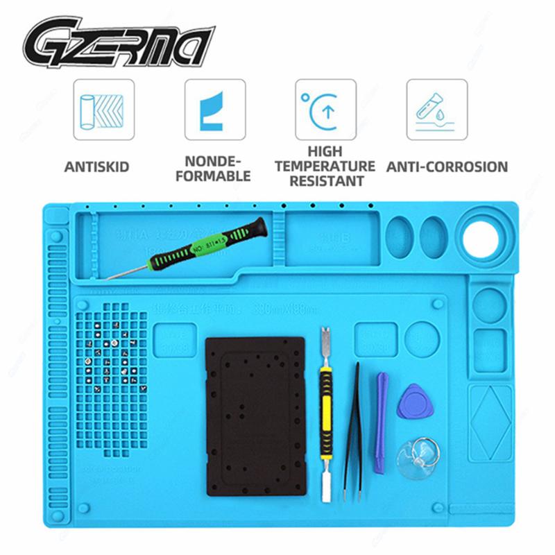 

Professional Silicone Heat Insulation Pad With Scale Design Multi-grid Screw Hole PC Laptop Cell Phone Repair Workbench Repairing Tools