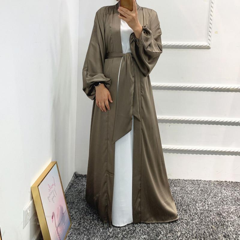 

Ethnic Clothing Eid Abaya Kimono Satin Dubai Abayas For Women Bubble Sleeve Muslim Hijab Dress Plain Moroccan Kaftan Turkey Islam