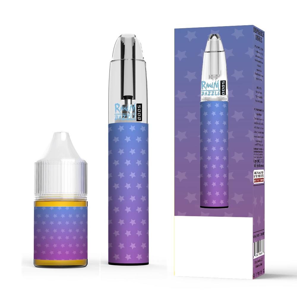 

Original RandM Dazzle 5000 Disposable Device Kit 5000Puffs cigarettes Prefilled 10ml Cartridge Vape Pen with RGB Light and Rechargeable