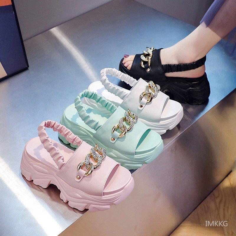 

Dress Shoes Women Sandals 2021 Fashion Wedge Platform Gladiator Open Toe Back Strap Summer Woman Green Sandalias Mujer, Black