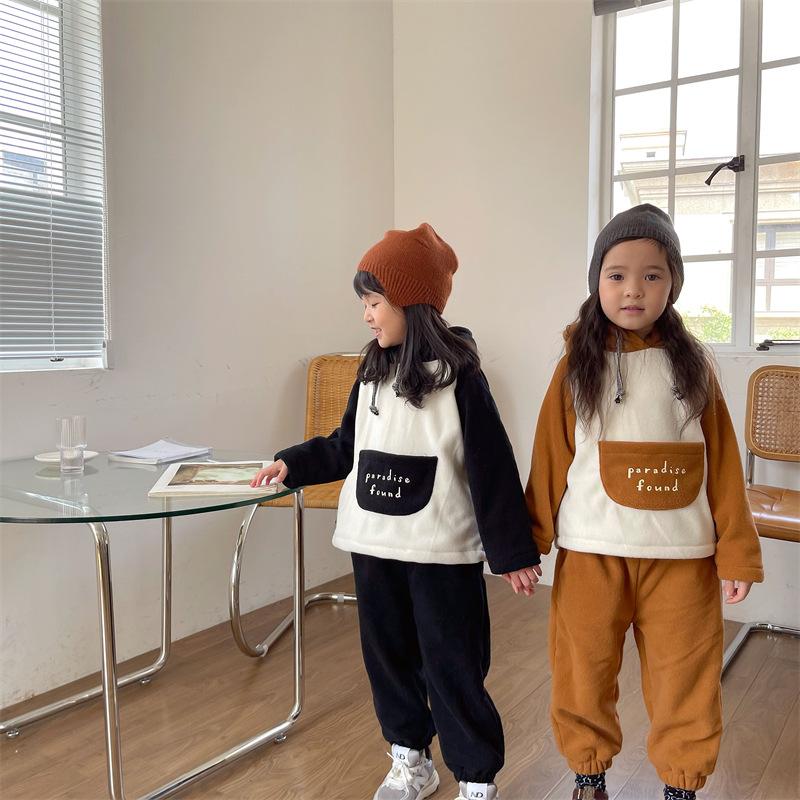 

Clothing Sets Full Sleeve O-neck Collar Solid Pullover Regular Cotton Fashion Cute Lovely Comfortable Warm Winter Autumn Unisex Kids, White