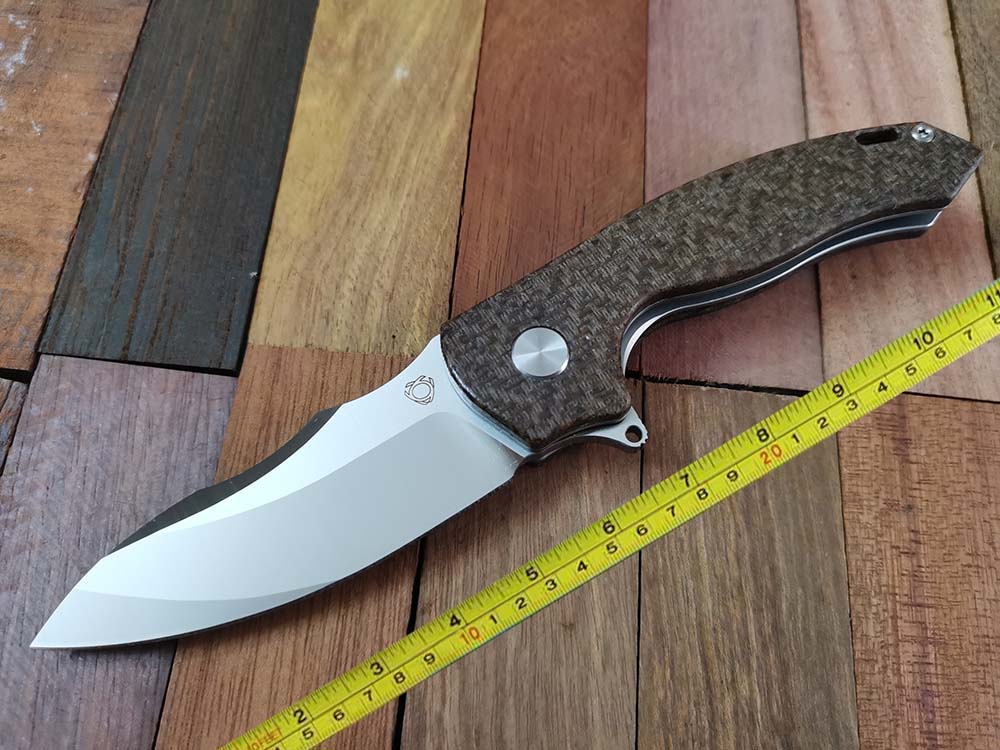

SixLeaf Pocket Folding Knife D2 Blade Camping Linen Micarta Fast Open Flipper SL-02