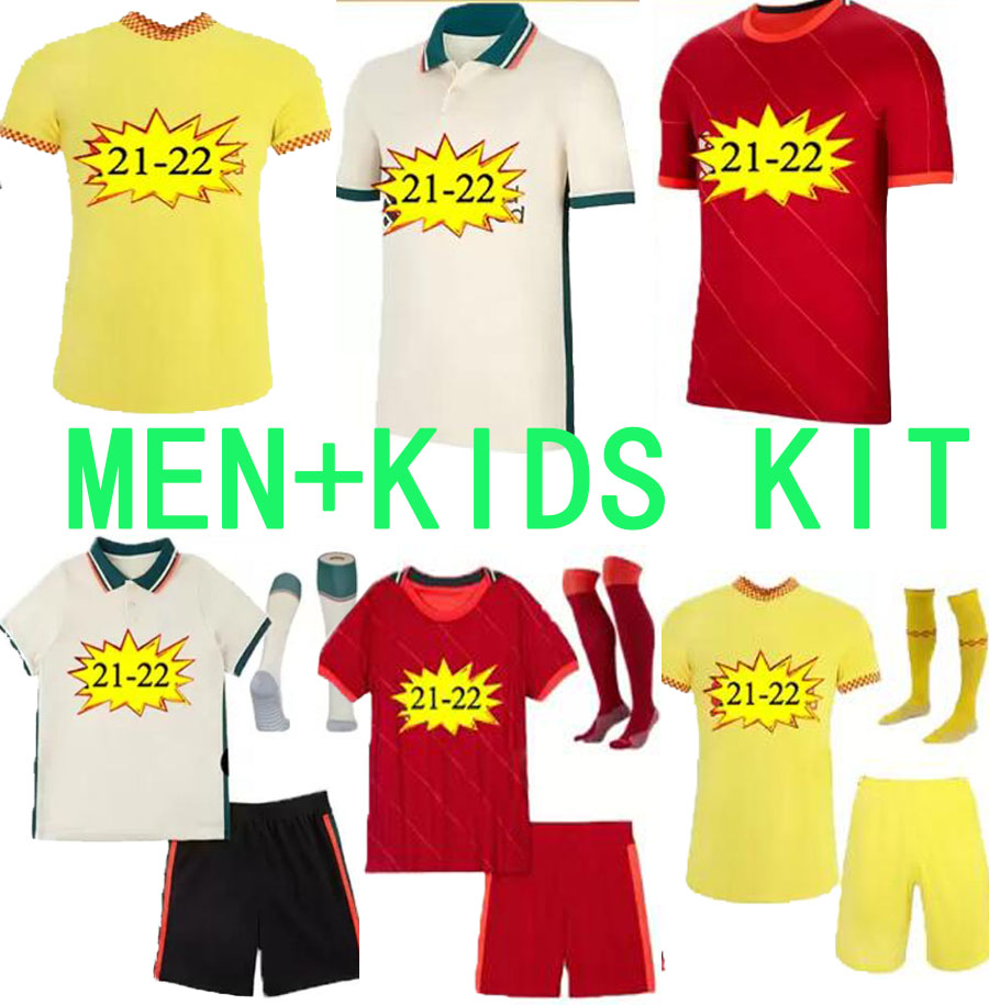 

adult+ kids Kit 2021 soccer Jerseys Home Red Away Blue Shirt 20 21 22 child Football Uniforms children kit+socks, Green