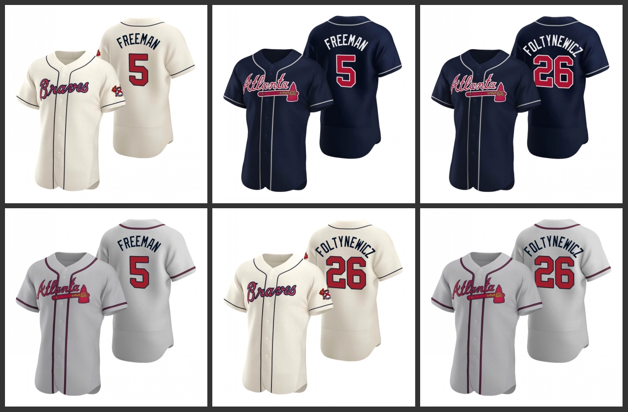 

Atlanta Braves Men Freddie Freeman Mike Foltynewicz Women Youth Jersey, Black