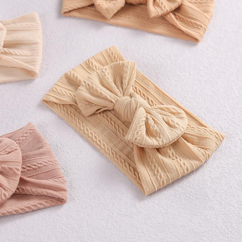 

Hair Accessories Toddler Headbands For Girls Bows Nylon Elastic Bands Baby Turban Knited Cable Bowknot Headwear, Slivery;white