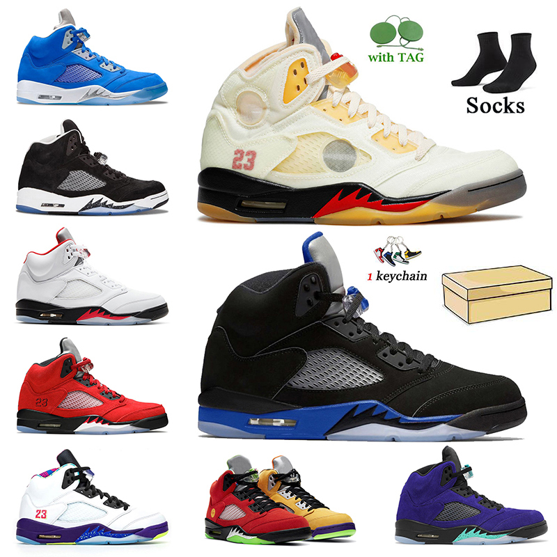 

NIK Off Jumpman 5s Mens Basketball Shoes Air Jordan 5 Trainers White Florida Gators Oklahoma Bluebird Racer Blue Raging Bull Oregon Oreo Retro Jorden Sneakers, D23 white cement 36-47