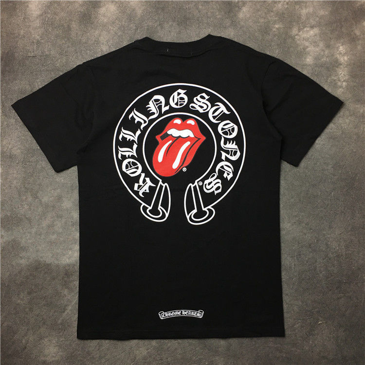 

Horseshoe tongue print men's and women's net red same couple's loose neutral cotton summer large short sleeve T-shirt, White;black