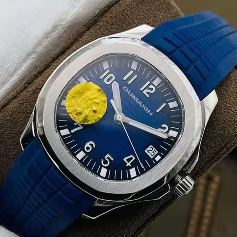 

Wristwatches 42mm Men's Watch Automatic Mechanical Sapphire Glass Blue Dial 316l Stainless Steel Clock Silicone Strap