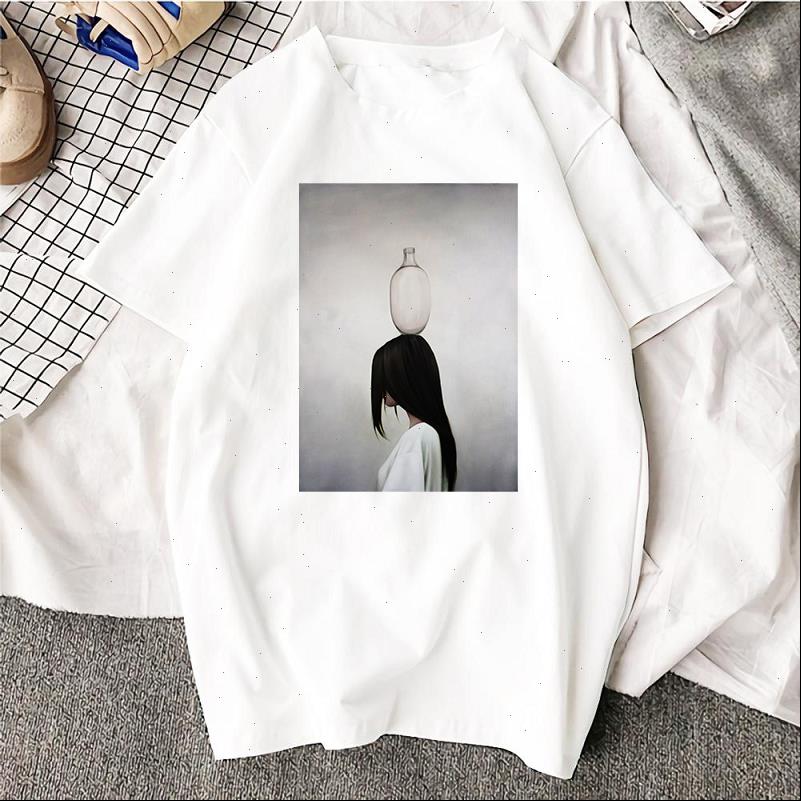 

Women T Shirt Ulzzang Aesthetic Graphic Womens Abstract Floral Animal Harajuku O Neck Short Sleeve Drop, White