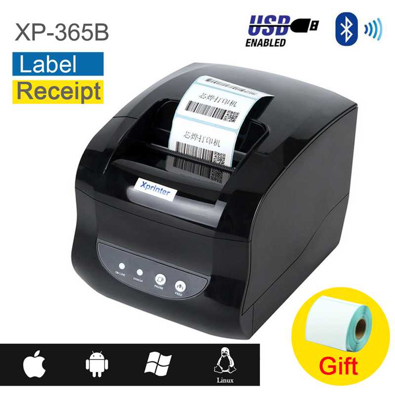 

Printers XP-365B 80mm Thermal Receipt Label Printer For Supermarket Barcode QR Code Sticker Date Price USB Bluetooth Windows Android