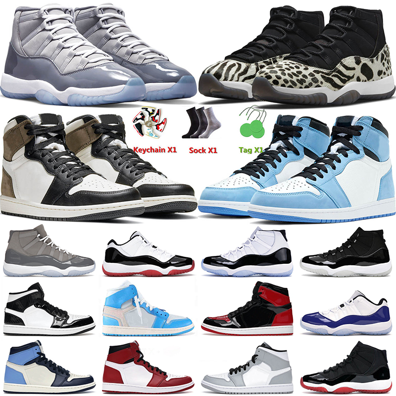 

original mens basketball shoes 1 1s University Blue High Dark Mocha Jumpman 11 11s Animal Instinct Cool Grey 25th Anniversary Bred Patent Men Women Trainers Sneakers, A24 36-46 mid light smoke grey