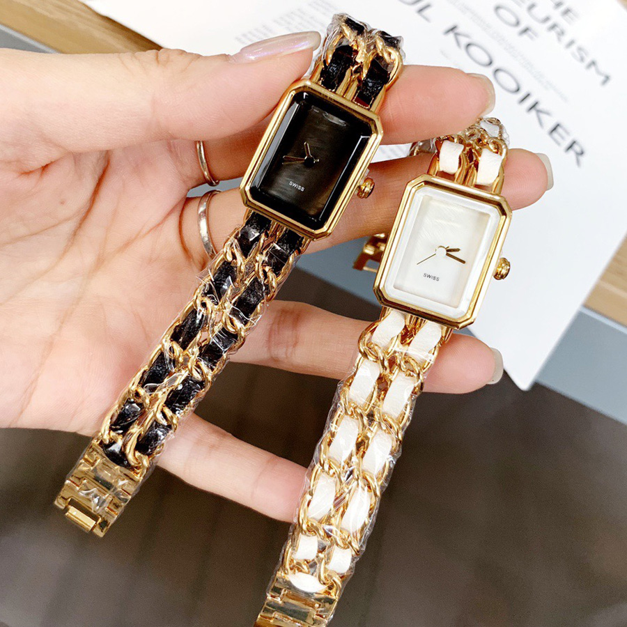 

Fashion Brand Watches Women Girl Rectangle Bracelet style steel metal band quartz wrist watch CHA39, Rose gold white