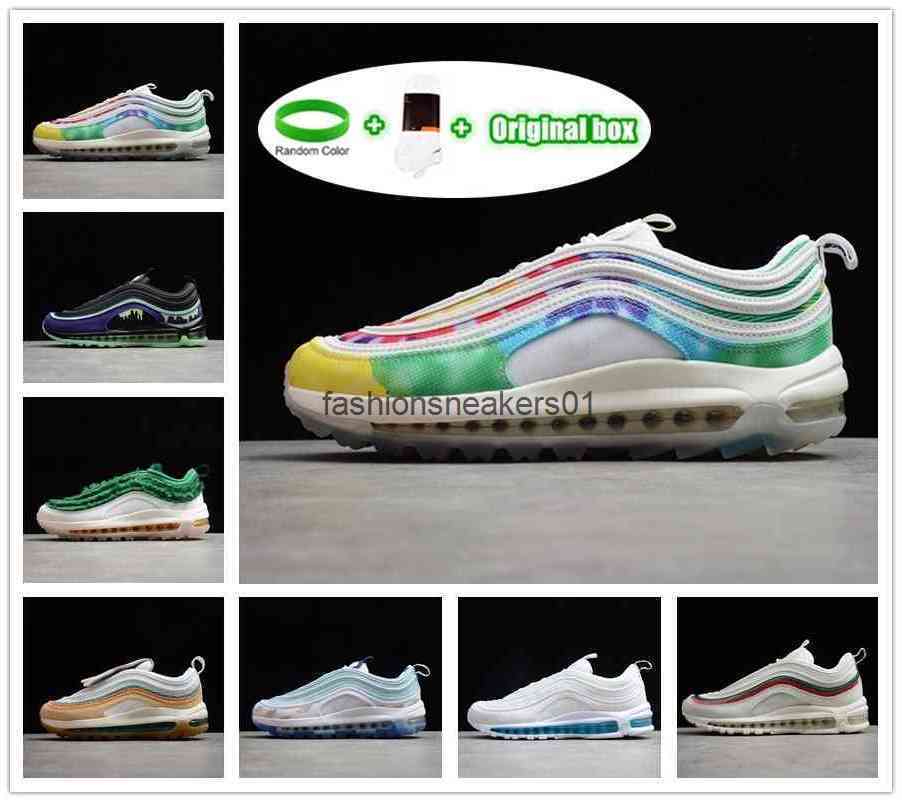 

[With box]Bred 97 97s sean wotherspoon Boots shoes Worldwide triple black white Tie Dye Halloween womens mens trainers outdoor Sports, With original shoe box