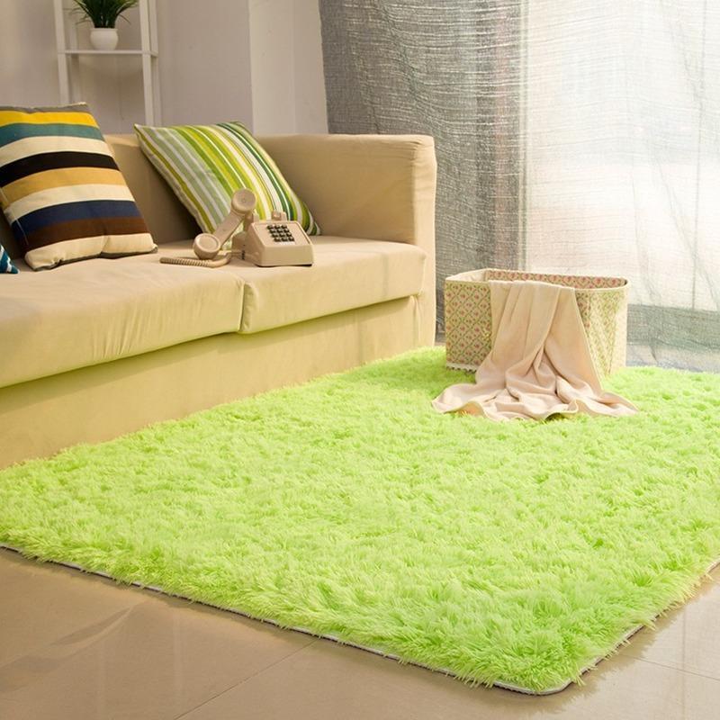 

Carpets Bedroom Silky Modern Minimalist Living Room Doormat Rectangular Solid Velvet Thick Carpet