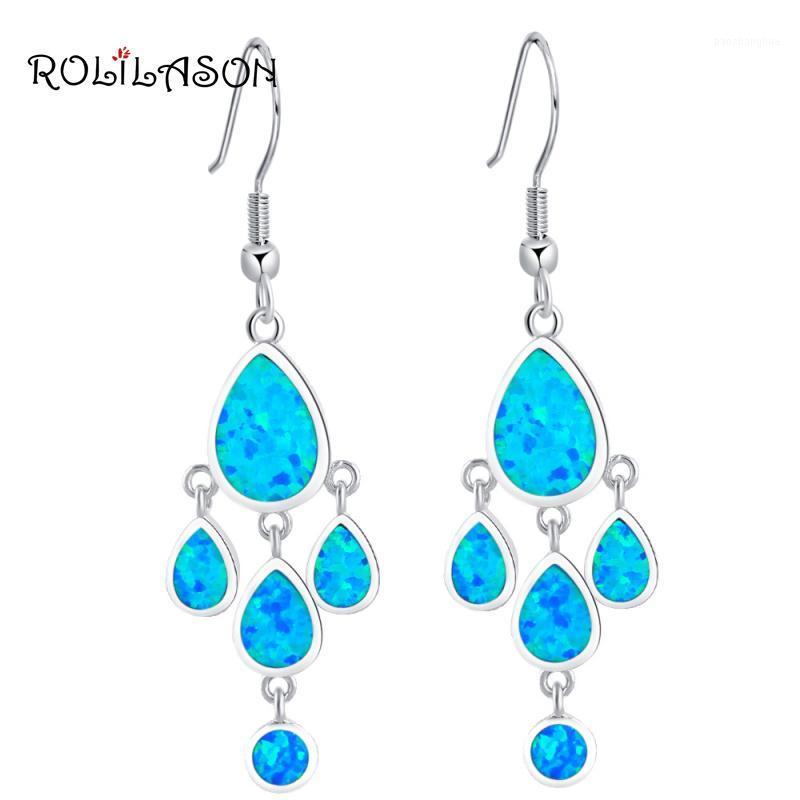 

Dangle & Chandelier Party Elegant Design Wholesale Retail Blue Fire Opal Silver Stamped Drop Earrings Fashionl Jewelry OE188