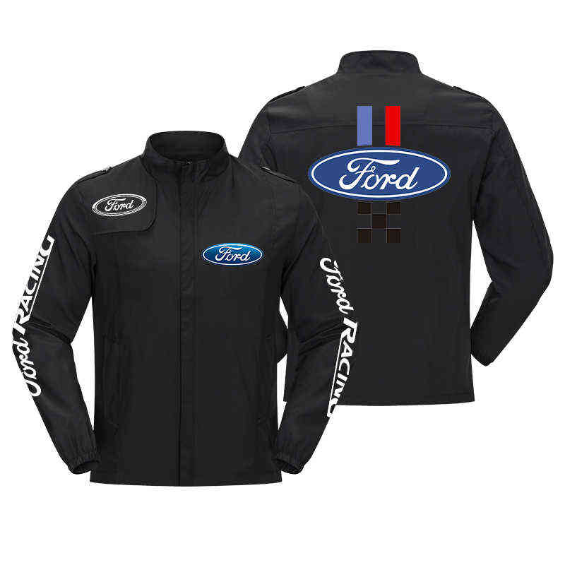 

2021 Spring Autumn Ford Car Print Jacket Loose Harajuku Fashion Outdoor Windcheater Cycling Clothes Trendy Coat, Navy