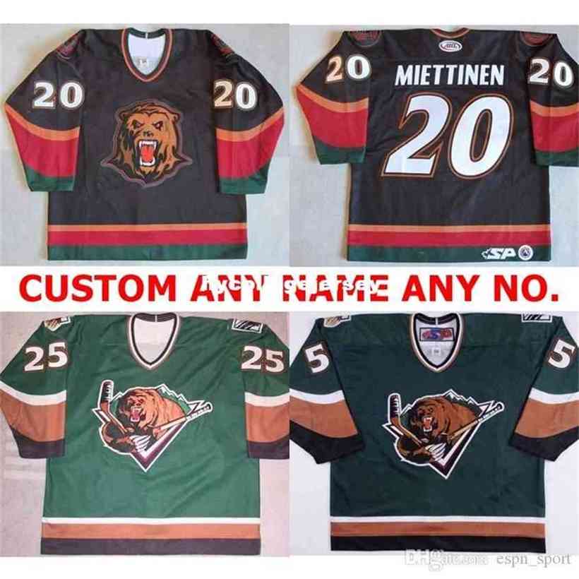 

custom 2017 New Mens Womens Kids AHL Utah Grizzlies 20 Antti Miettinen 100% Embroidery Custom Ice Hockey Jerseys Goalit Cut, Black