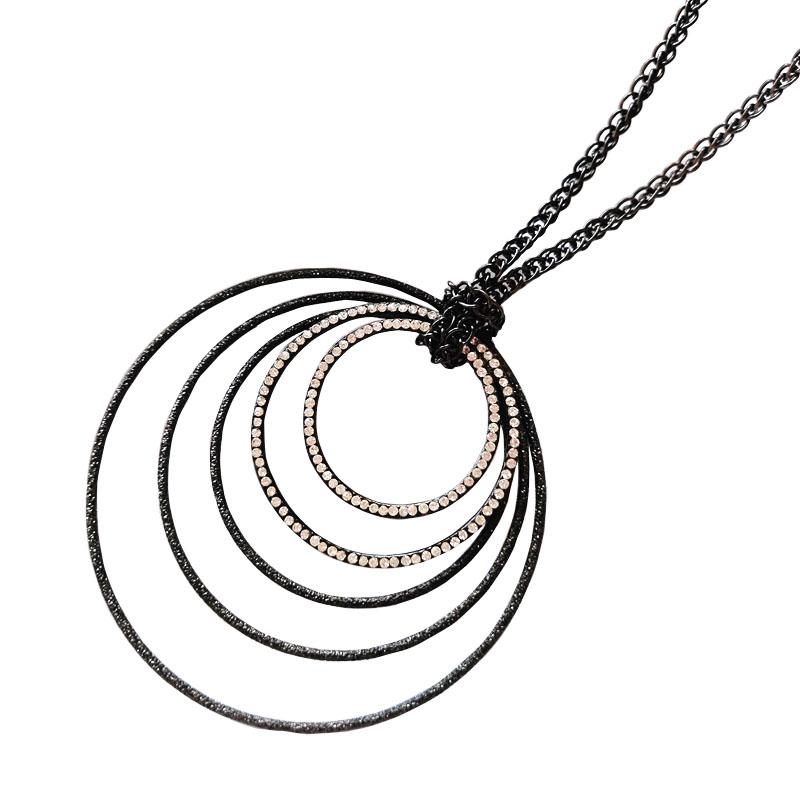 

Chains M026 BIGBING Fashion Jewelry Black Silver Color Circles Pendant Necklace Female