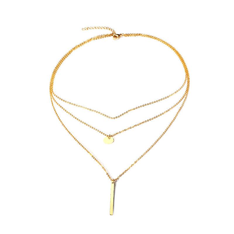 

Pendant Necklaces Stainless Steel Love Double-deck Square Gold Color Round Coin Choker Chain Necklace Women Female Xmas Gift