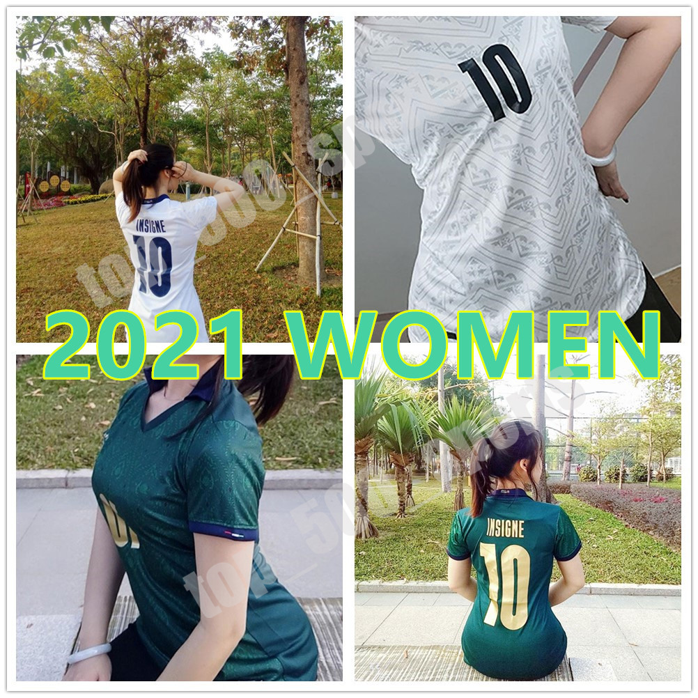 

2021 ITALY Women Soccer Jerseys BERNARDESCHI CHIELLINI EL SHAARAWY VERRATTI INSIGNE Away 3rd Football Shirts BELOTTI BONUCCI Uniforms, Green+patch
