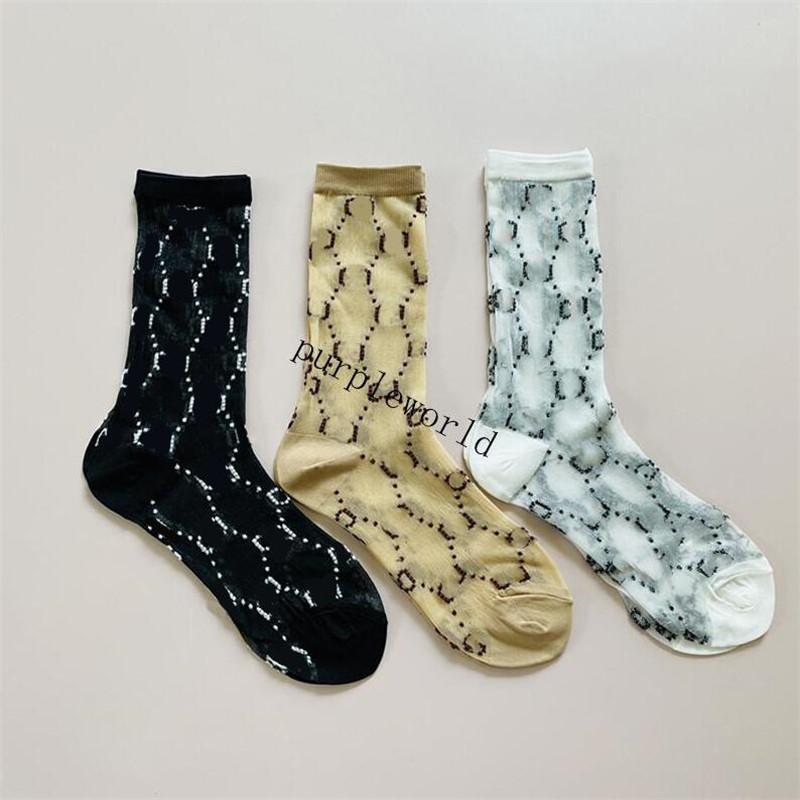 

Summer Lace Transparent Socks INS Fashion Letter Jacquard Hosiery Outdoor Street Personality Women Soft Stockings, As pic