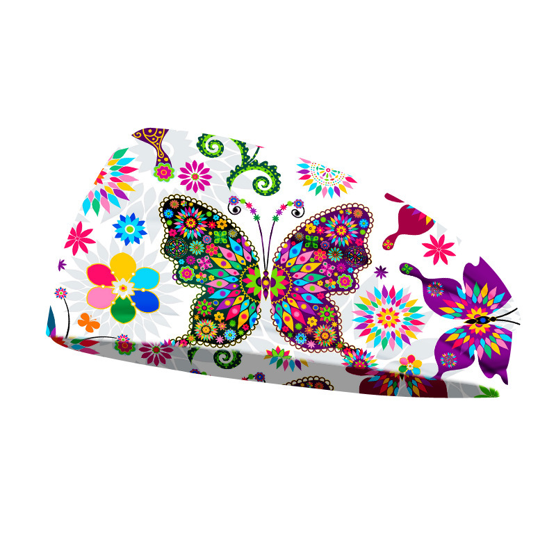 

Butterfly Printed Headbands Mask Retro Style Yoga Wide Knit Sports Turban Woman Print Gypsy Airship Tie Tied Waist Knot Hygroscopic Headband Gift