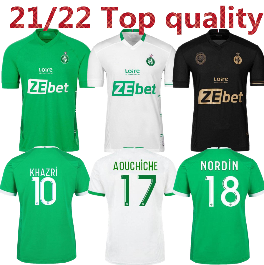 

21/22as Saints-Étienne soccer jerseys 2021 2022 etienne maillot de foot asse AOUCHICHE KHAZRI Youssouf BOUANGA ABI jersey men adult kids kit football shirts Thailand, Black