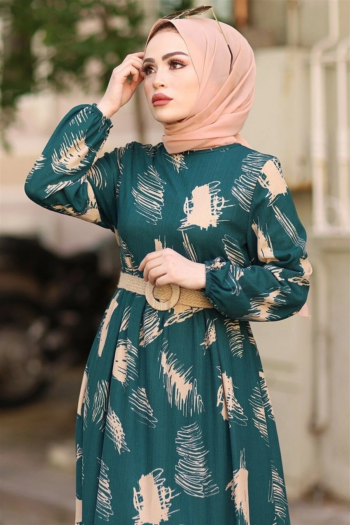 

Brush Pattern Belted Dress Turkey Muslim Fashion Hijab Islam Clothing Dubai Istanbulstyles Istanbul 2021
