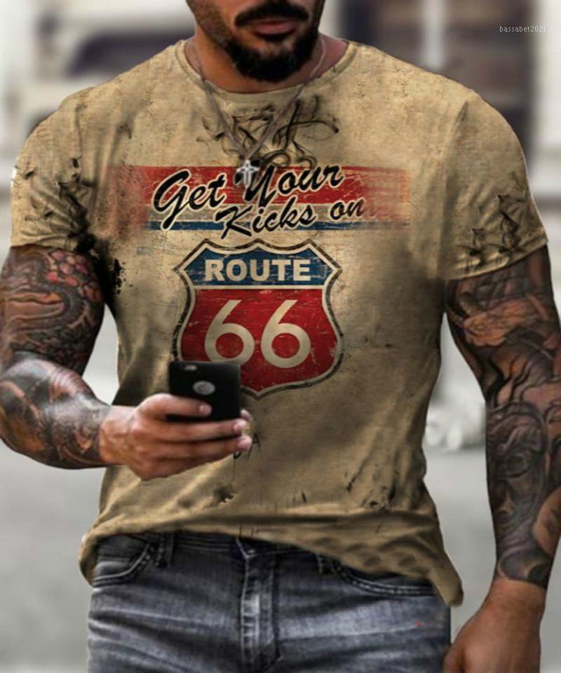 

Men's T-Shirts Streetwear Cool T Shirts Short-Sleeved Route 66 3D Printed Tshirts Casual Tops For Man Sportswear Summer Tees, Smt010