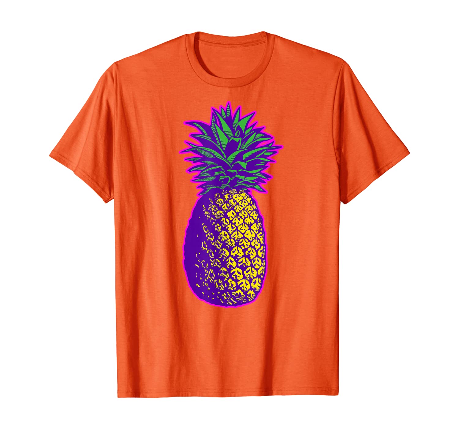 

Colorful Pineapple Vintage Illustration T-Shirt, White;black