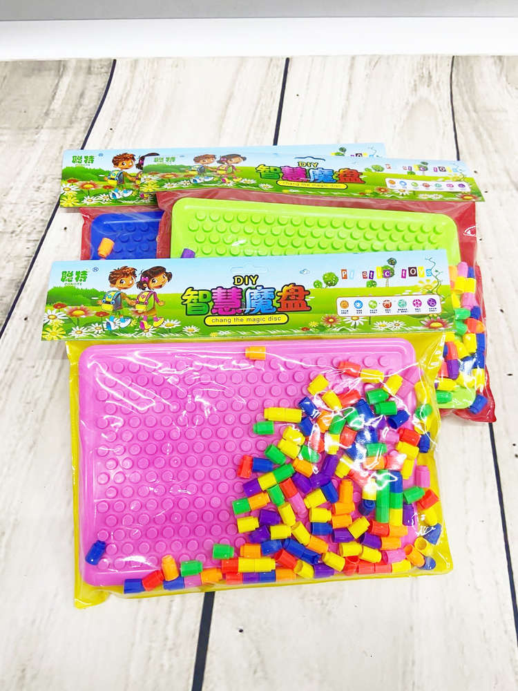 

Puzzle square mushroom magic plate building block puzzle nail board five yuan toy