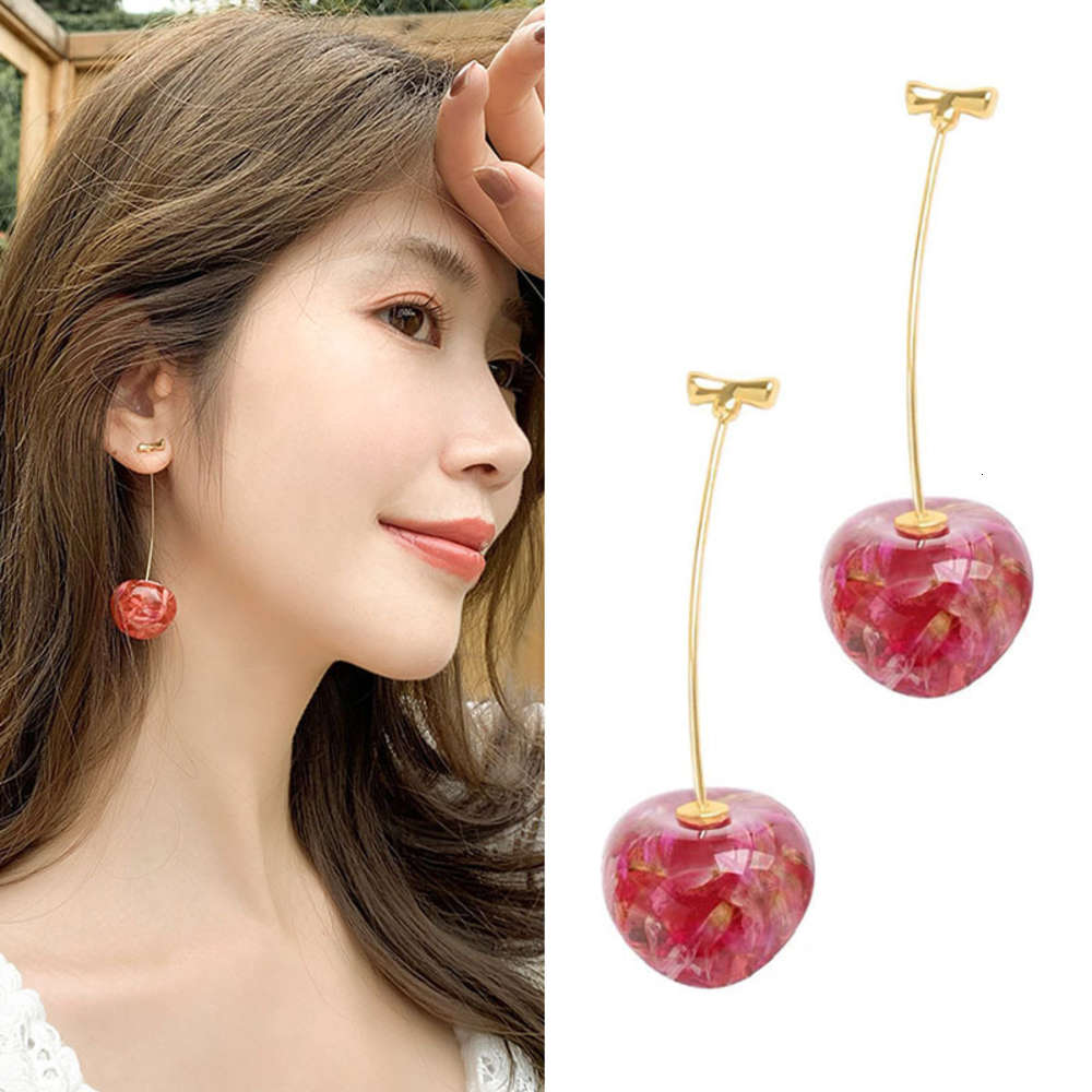

earrings resin design lovely girl fresh chelizi soft pink cherry earrings, Golden