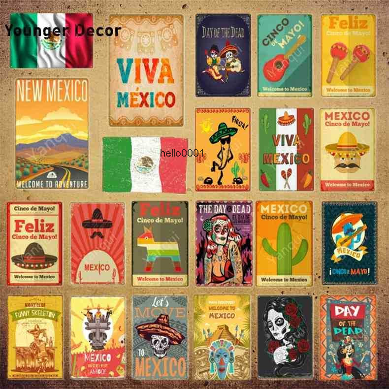 

Mexican Travel Poster Mexico Flag Metal Tin Signs Feliz Cinco De Mayo Maya Viva Wall Sticker Bar Pub Club Home Decor YI-173