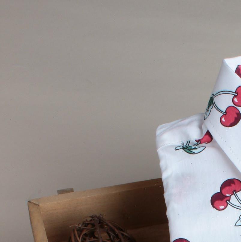 

Floral Long Sleeve Vintage Women Shirt Cherry Turn Down Collar Blusas Feminino Ladies Blouses Womens Tops Fashion, White 2
