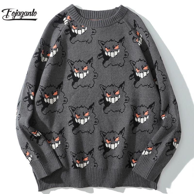 

Men's Sweaters 2021 Sweater Men Harajuku Hip Hop Streetwear Clothing Pullover O-Neck Oversize Fashion Casual Male, White;black