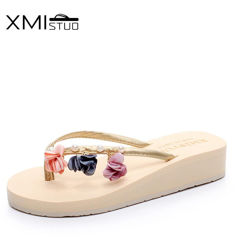 

Manual High-heeled Ladie Flip Flops Summer Thick-bottomed Wedge With Flat Bottom Trend Non-slip Sandals And Slippers, Black