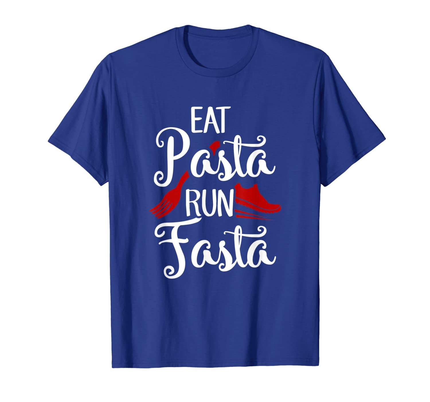

funny runner shirt eat pasta run fasta italian food run race, White;black